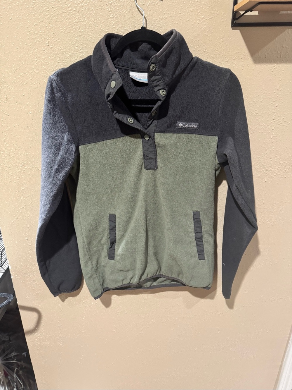 Columbia Two-Tone Fleece Pullover Jacket - Olive & Charcoal